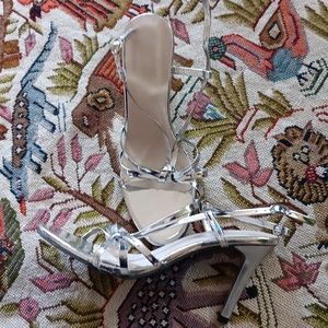 Silver Heels. Sturdy. Great Condition Like New!